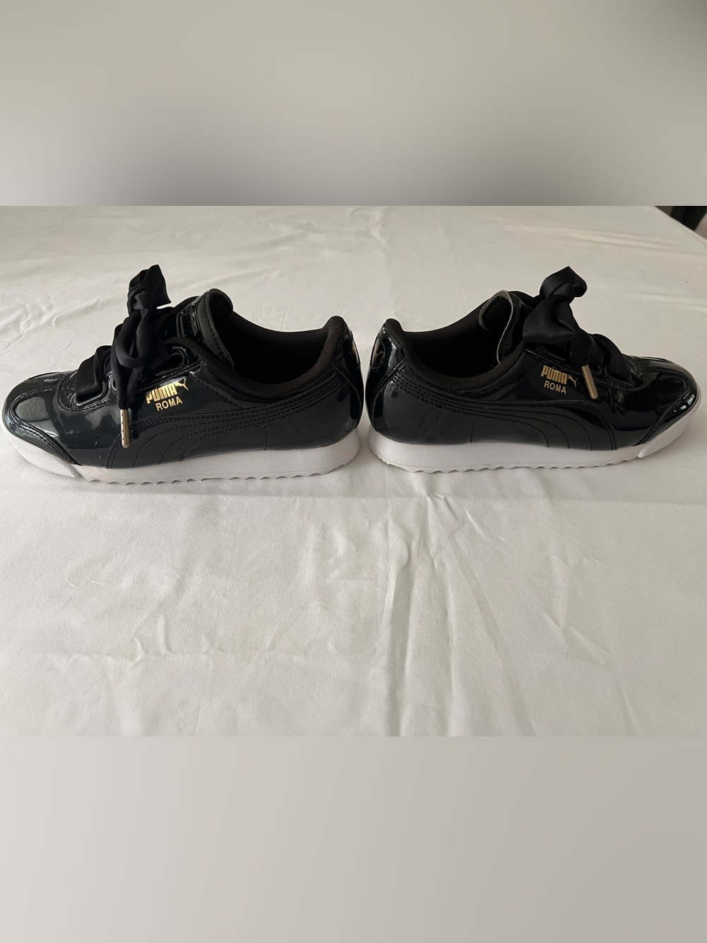 Puma Black and White Satin Ribbon Sneakers - Picture 5 of 8